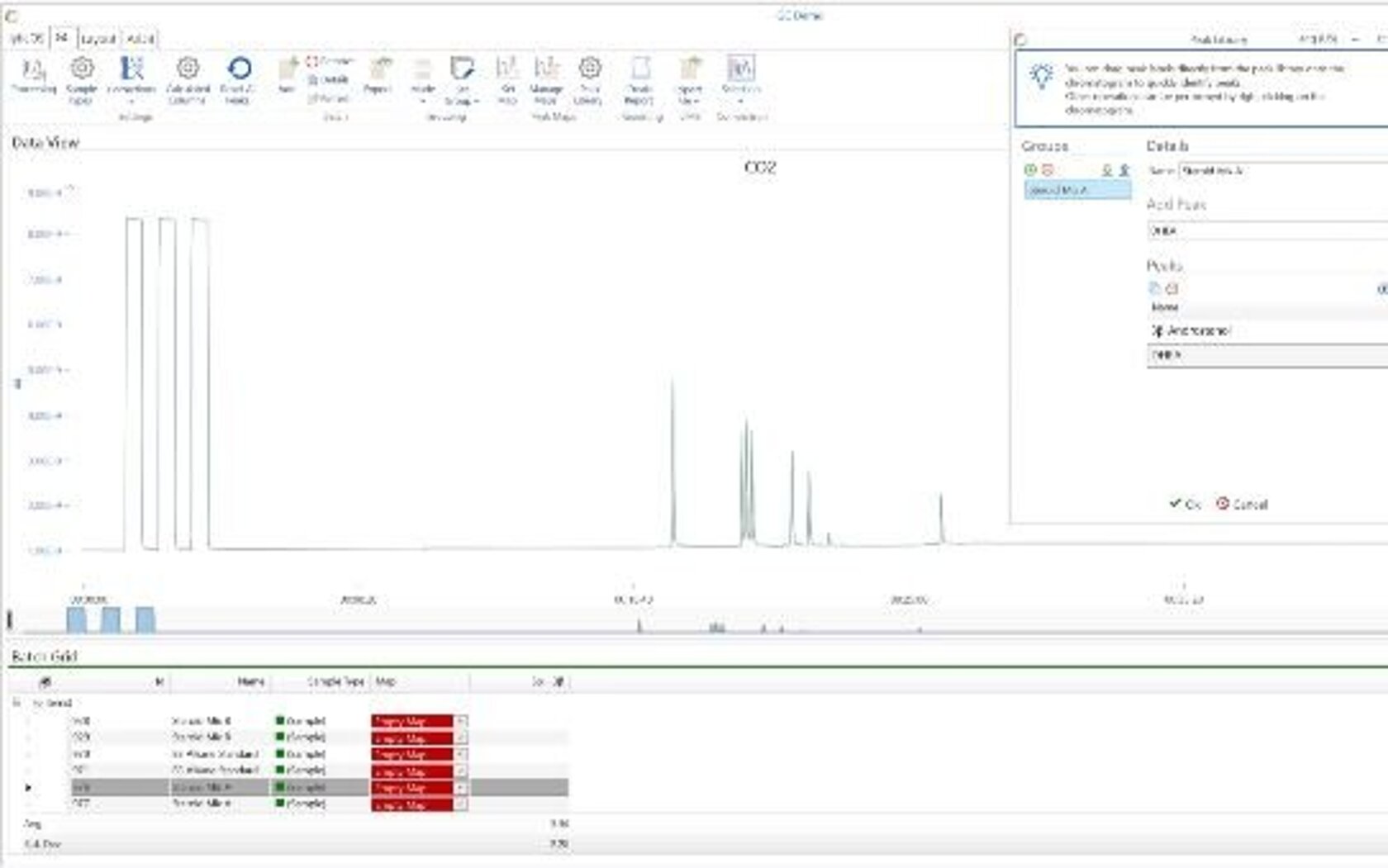 Screenshot of peak mapping function of lyticOS