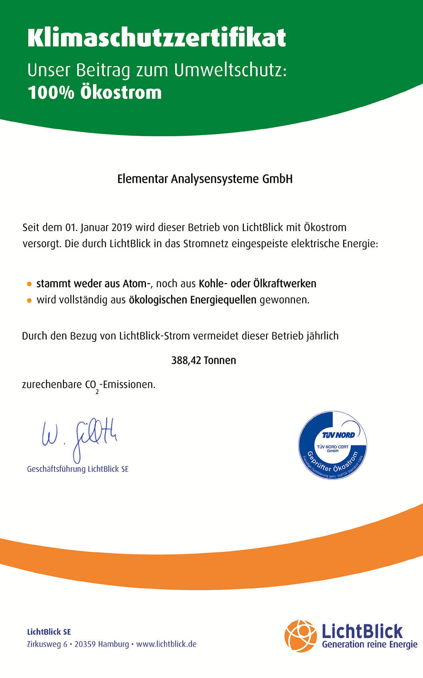 Climate protection certificate