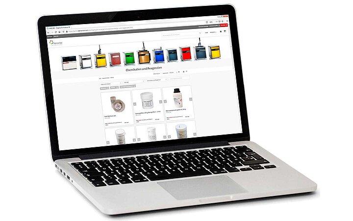 Elementar Customer Portal on a laptop screen