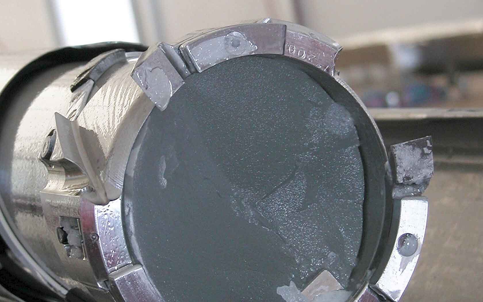 Drilled ice core with a diameter of 10 cm
