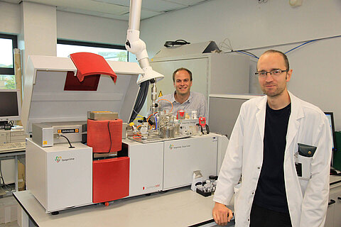 Laboratory of Lancaster University with its IsoPrime100 