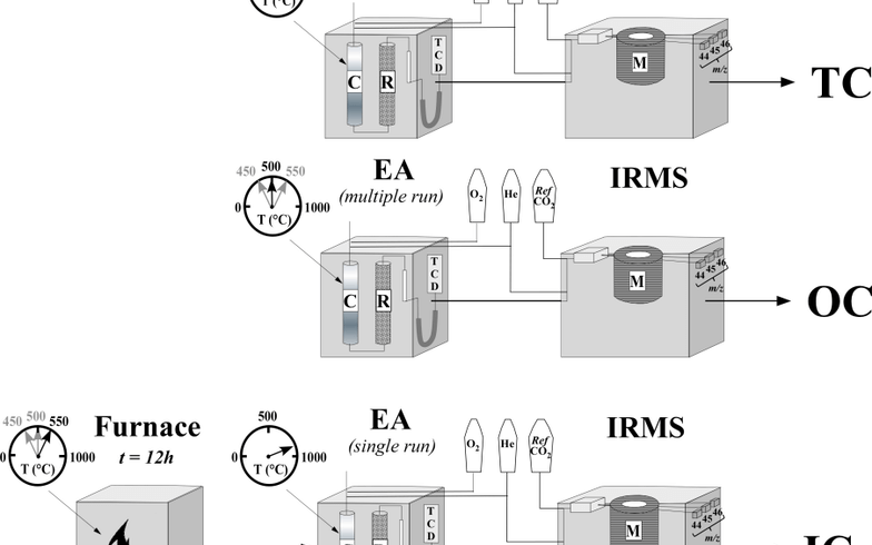 Graphique de la détermination du carbone avec EA-IRMS 