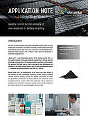 Front page of a document focusing on battery recycling raw material analysis