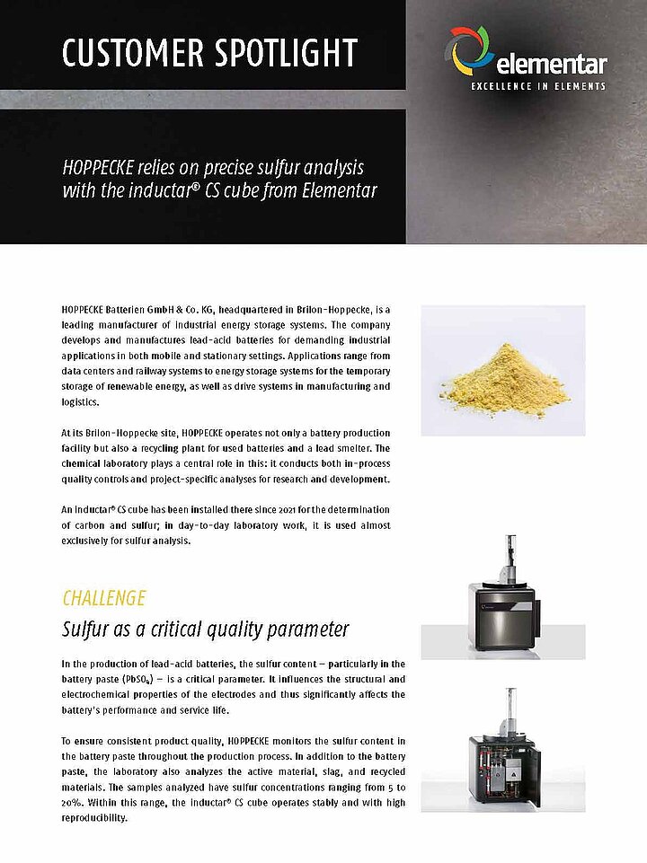 A reference document, showcasing an inorganic elemental analyzer