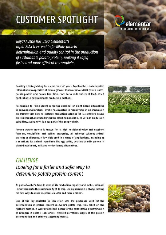 Title page of the AVEBE Customer Spotlight