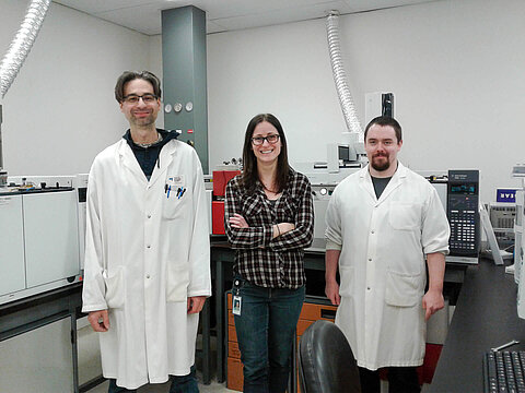 Fred Séguin, Karine Lalonde, and Andrew Barber from INRS 