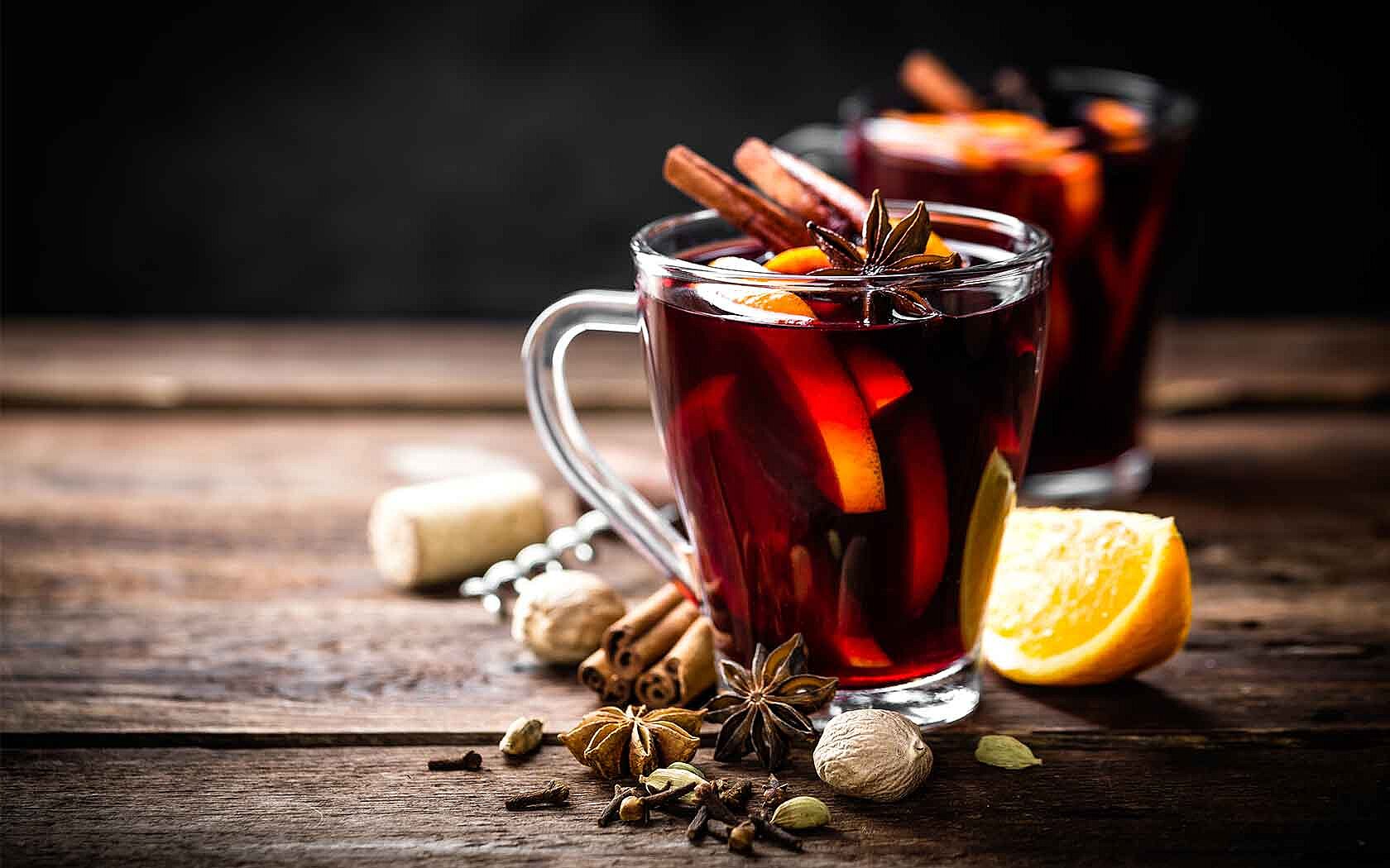 Glass with mulled wine