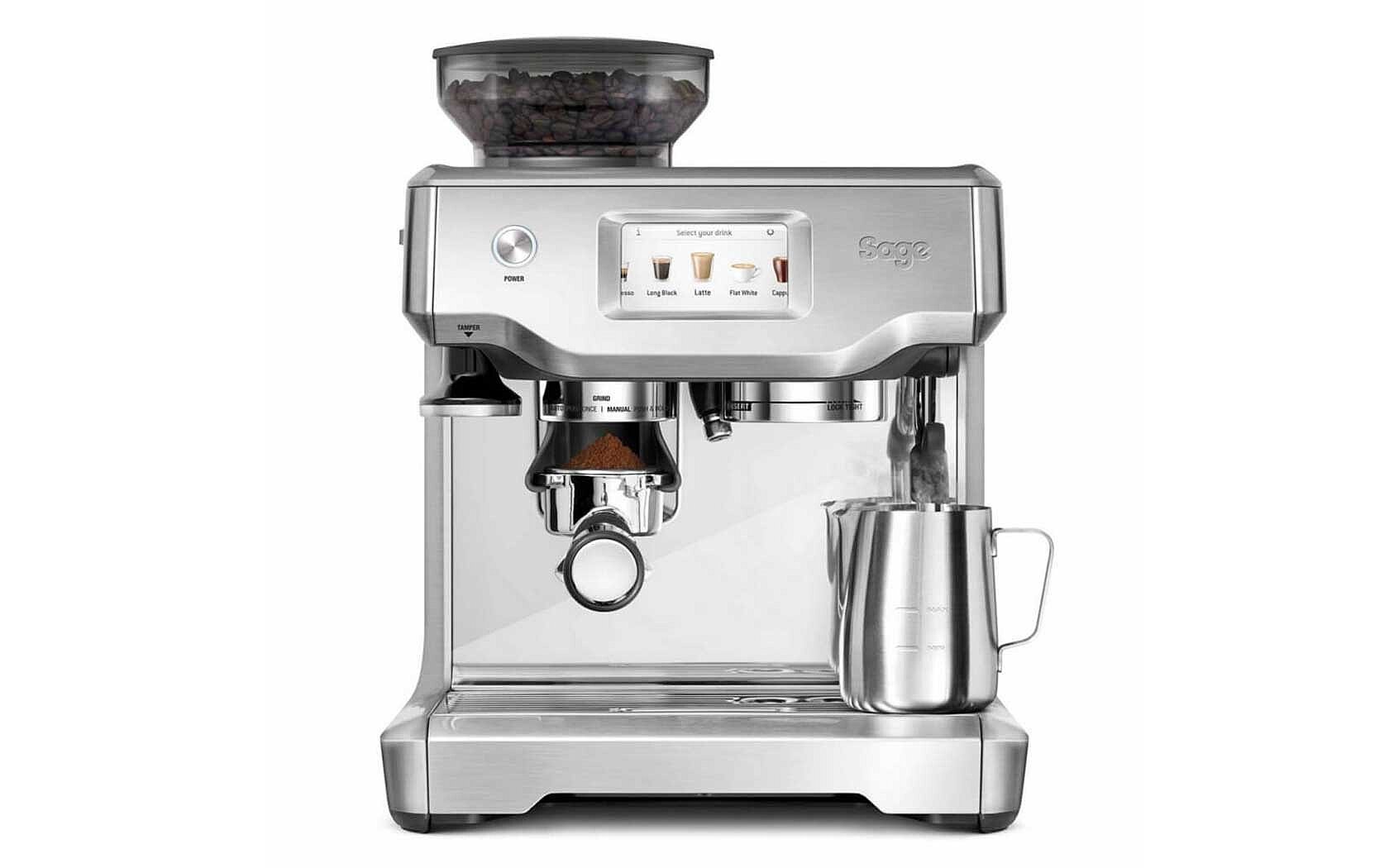 Silberfarbene Barista Kaffeemaschine