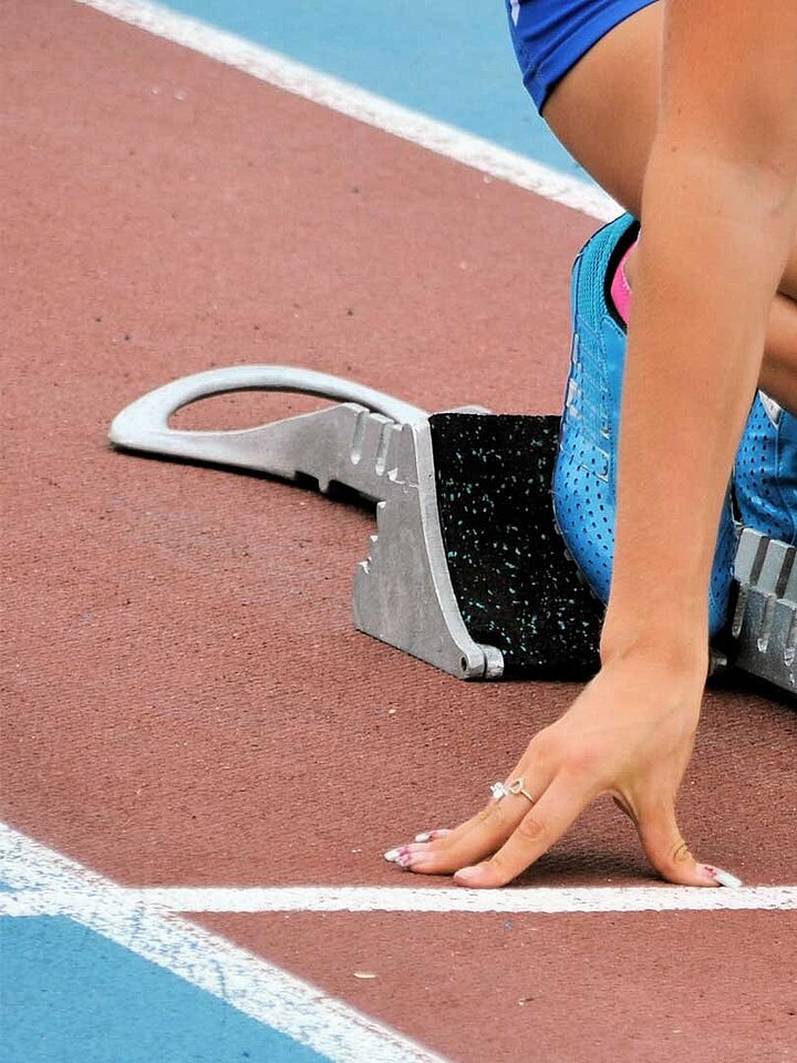 Athlete in starting block