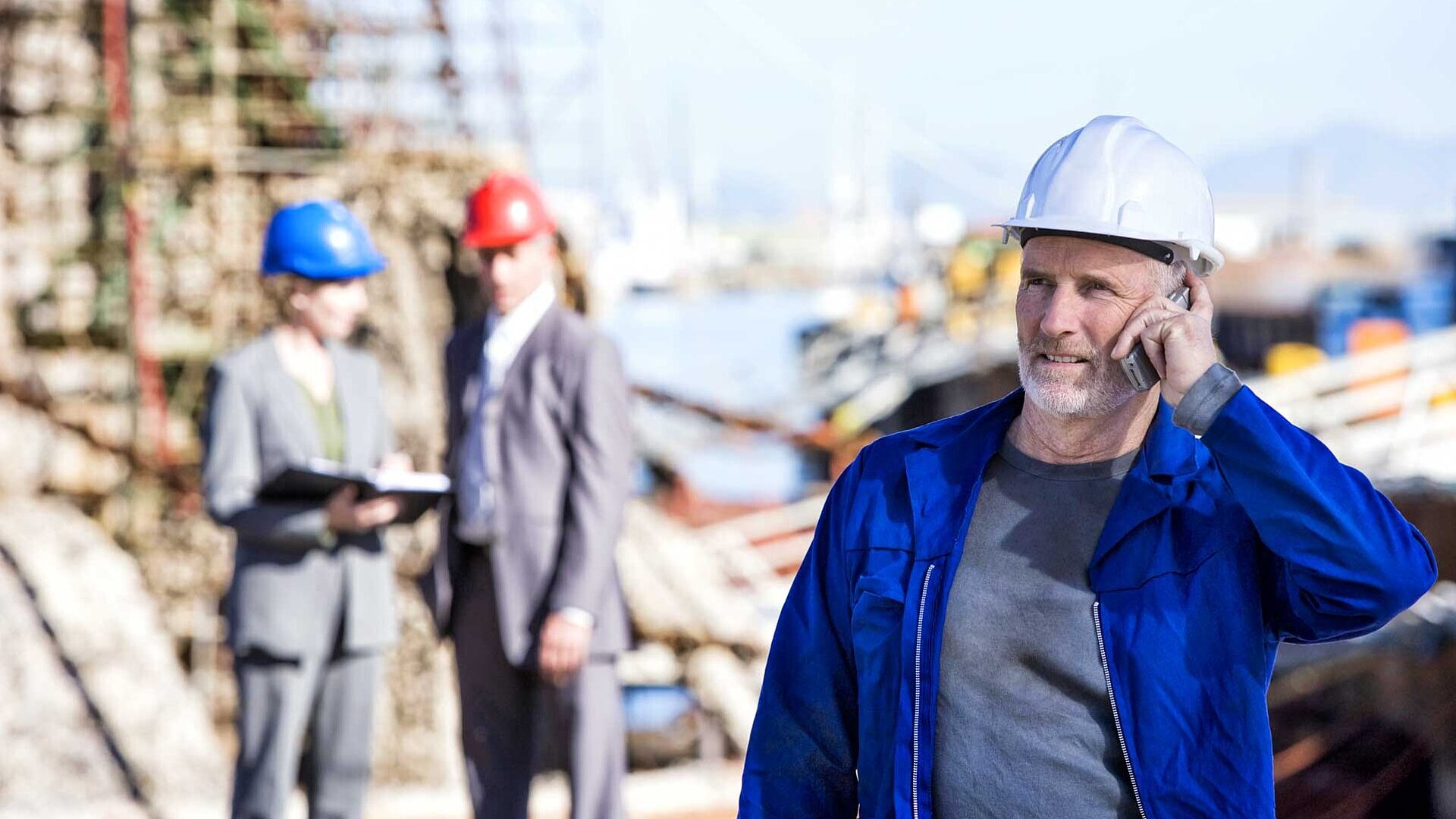 Worker on oil platform