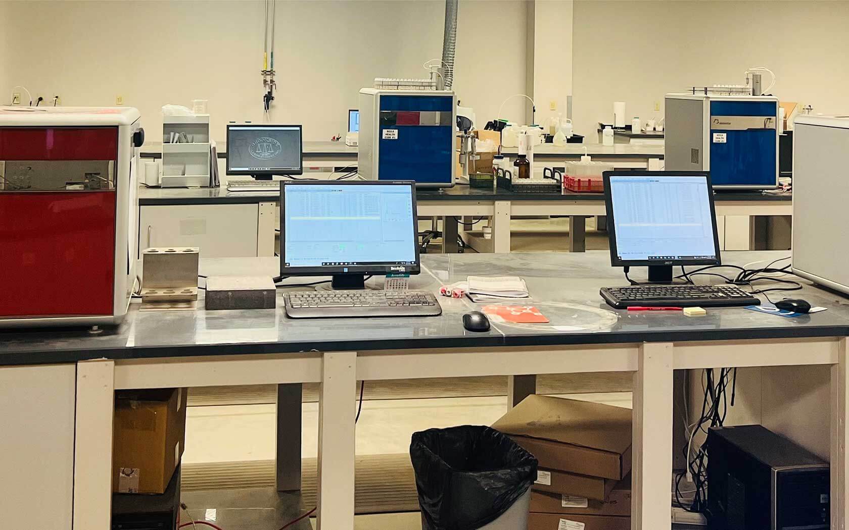 Laboratory with Elementar analyzers at Brookside Laboratories, Inc.