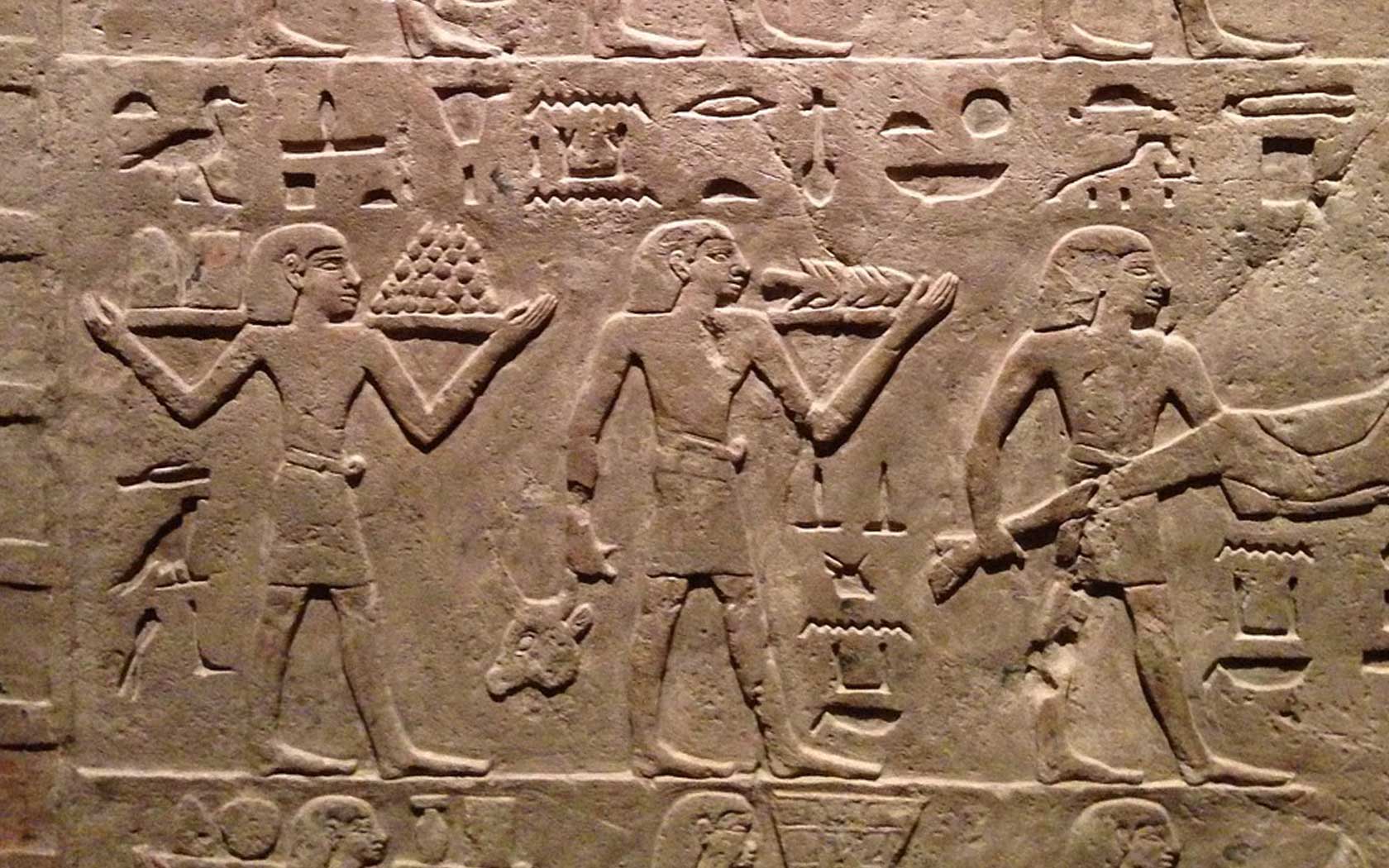 Wall with ancient egypt drawings