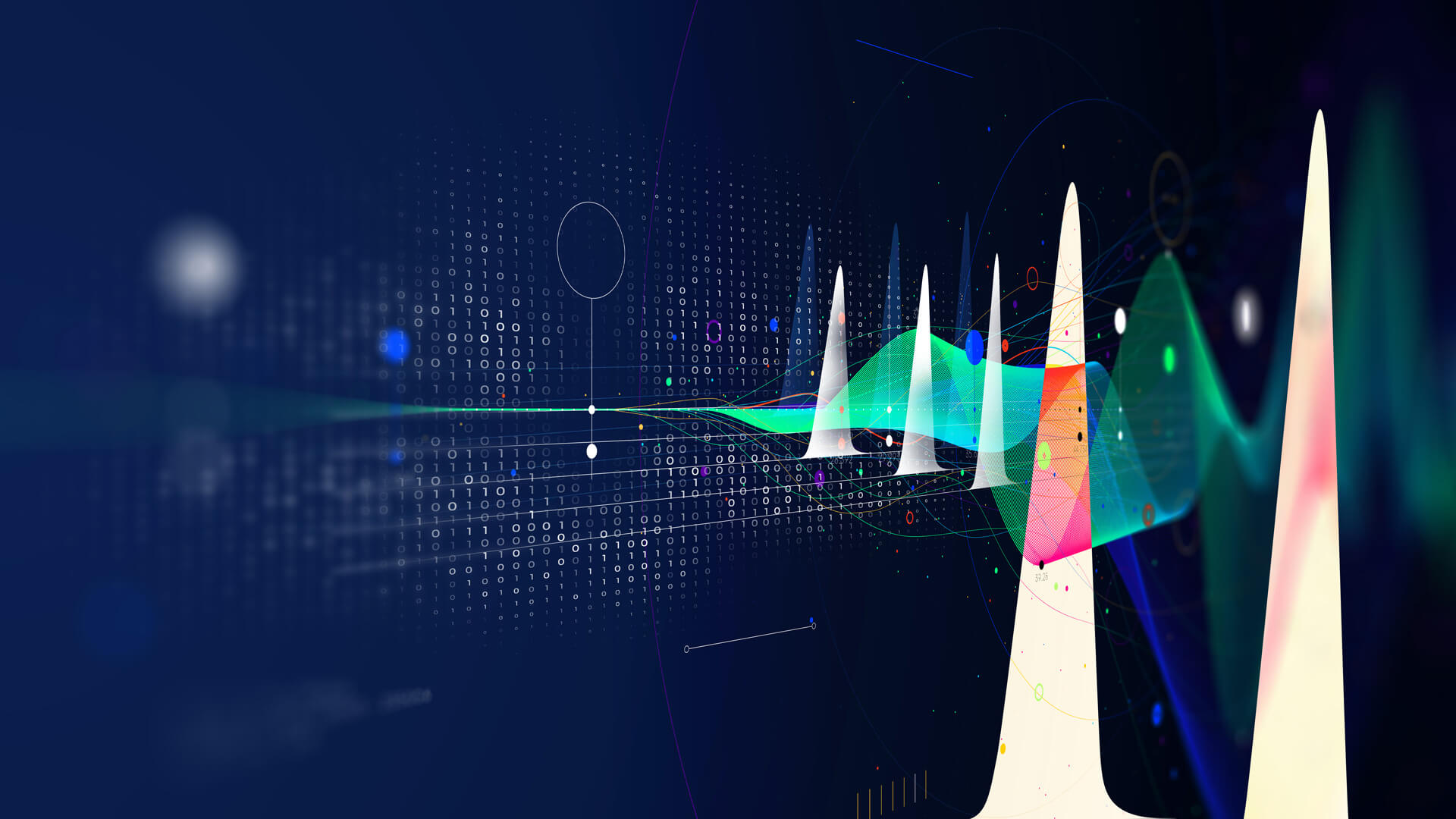 Analytical peaks on a blue background